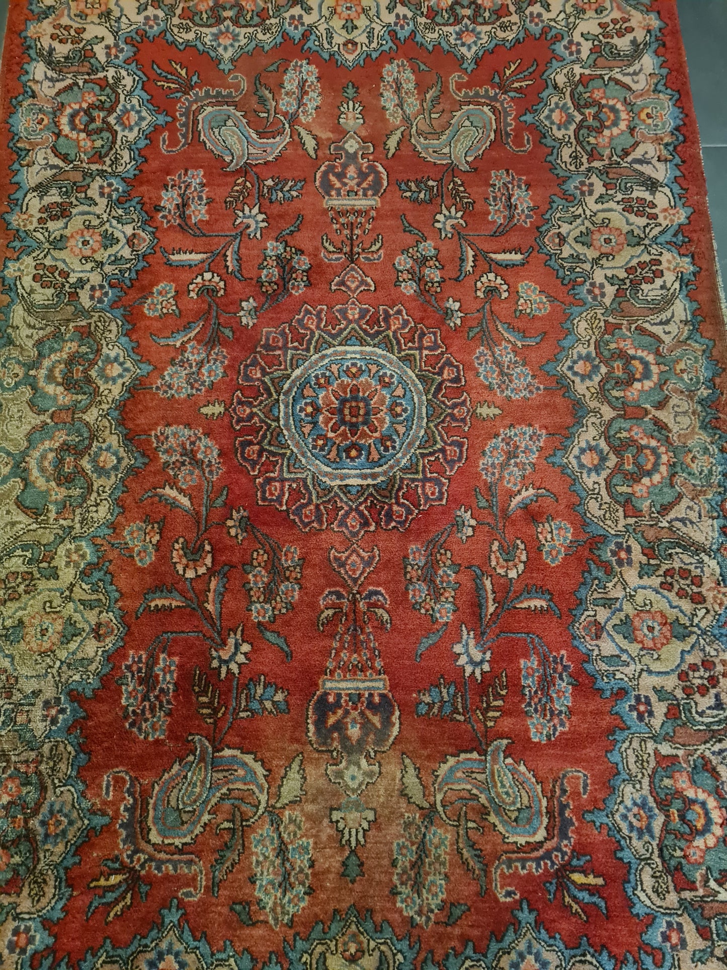 Perserteppich Orientteppich Handgeknüpfter Teppich Keshan antik 209x129cm