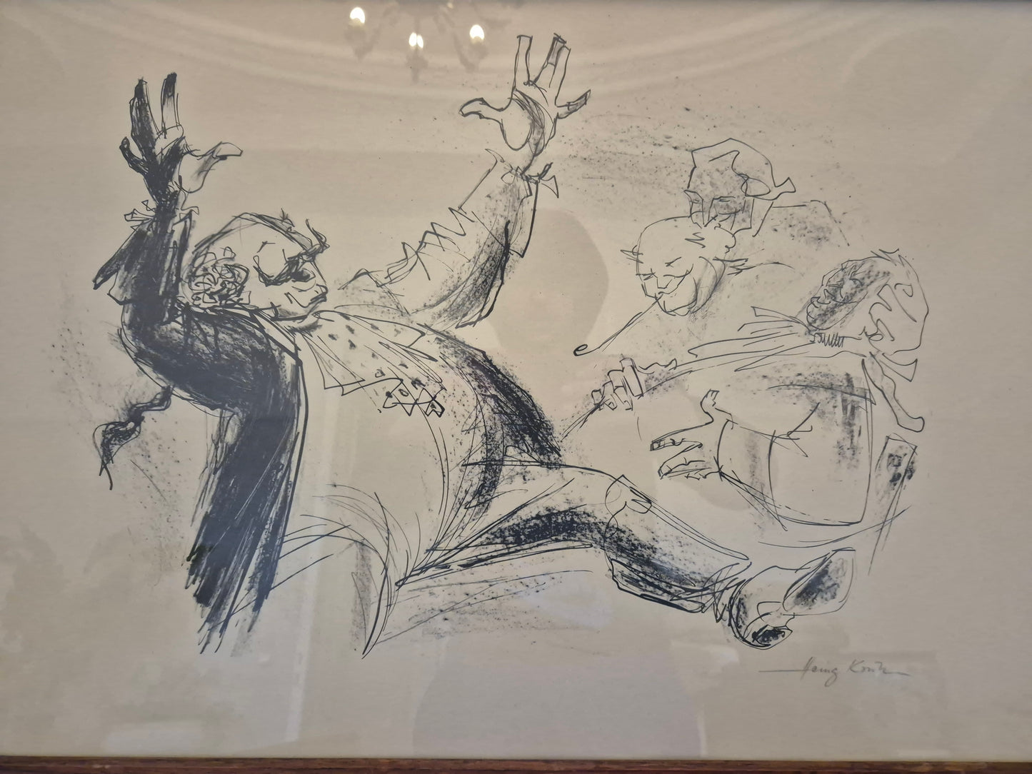 Dynamische Lithographie mit Expressiver Szene – Handsigniert 47x68 cm