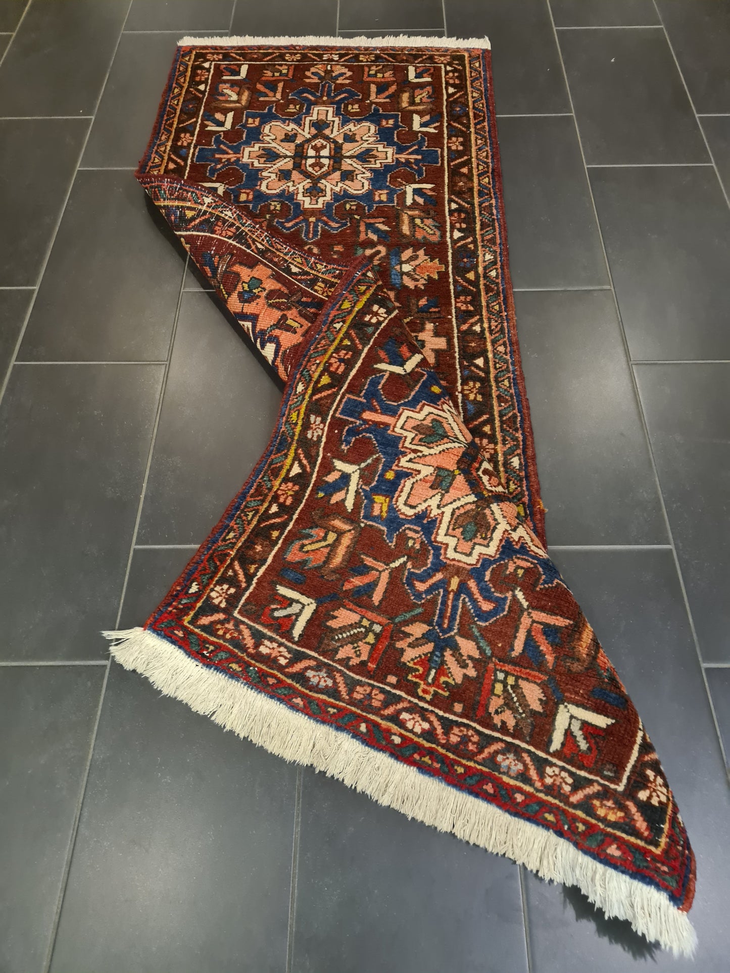 Perserteppich Orientteppich Handgeknüpfter Teppich Heris antik 220x86cm