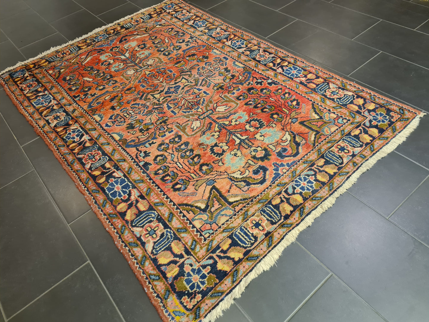 Perserteppich Orientteppich Handgeknüpfter Teppich Mahal antik 200x138cm