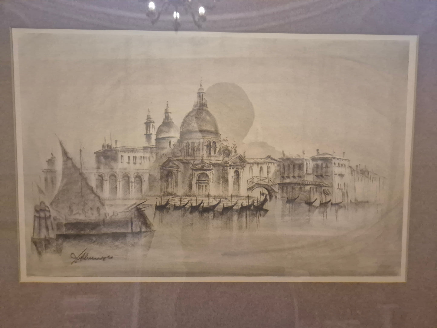 Lithographie Riva degli Schiavoni e in fondo la Salute von Dalla Mora