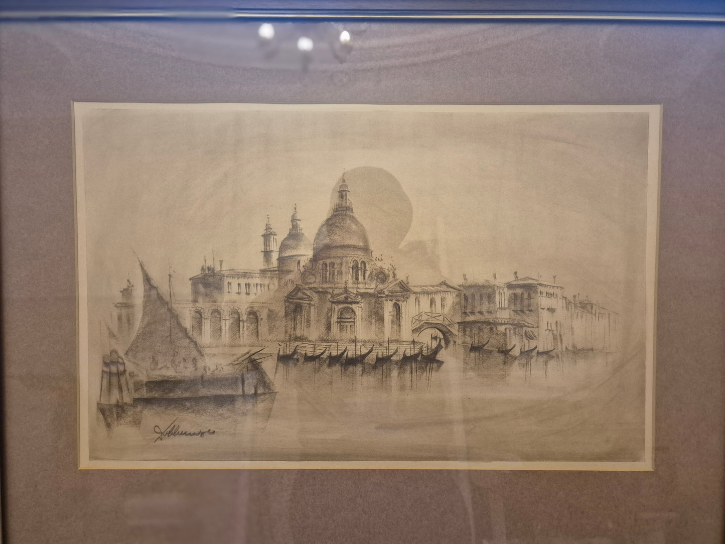 Lithographie Riva degli Schiavoni e in fondo la Salute von Dalla Mora