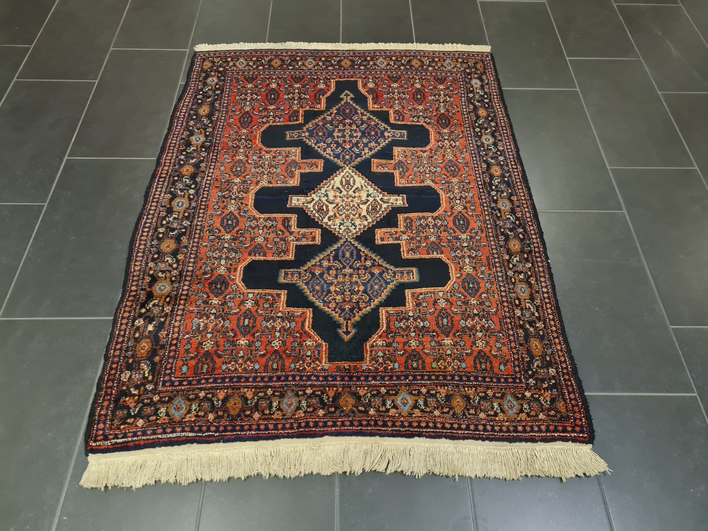 Perserteppich Orientteppich Handgeknüpfter Teppich Senneh Bidjar 160x121cm