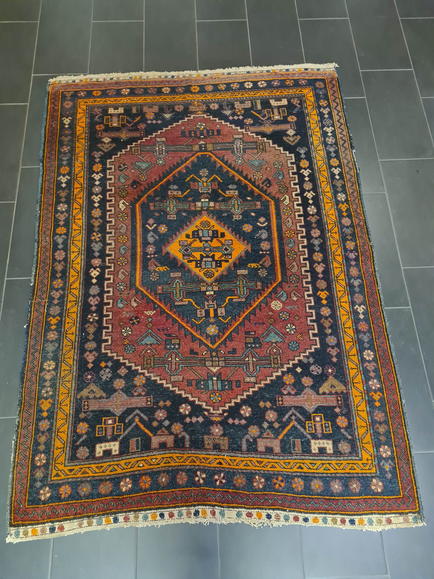 Perserteppich Orientteppich Handgeknüpfter Teppich Bidjar antik 221x157cm