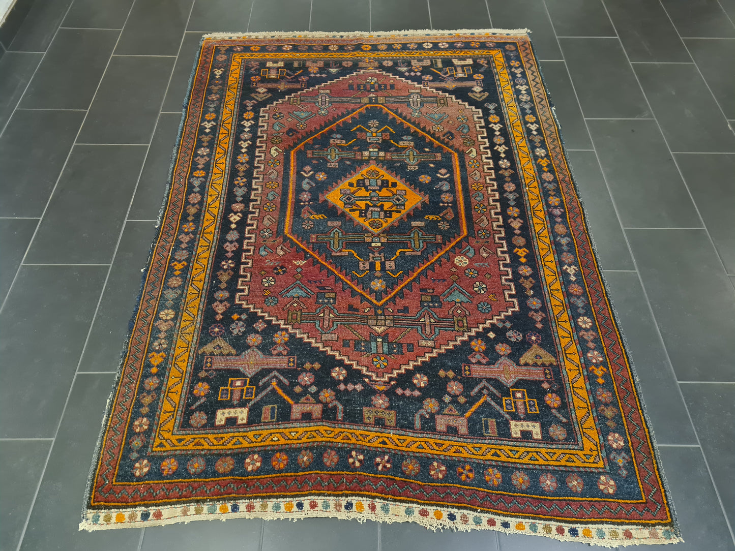 Perserteppich Orientteppich Handgeknüpfter Teppich Bidjar antik 221x157cm