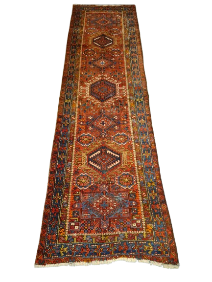 Perserteppich Orientteppich Handgeknüpfter Teppich Heris Läufer antik 326x94cm