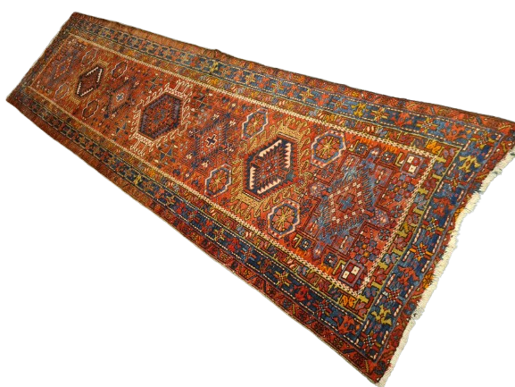 Perserteppich Orientteppich Handgeknüpfter Teppich Heris Läufer antik 326x94cm