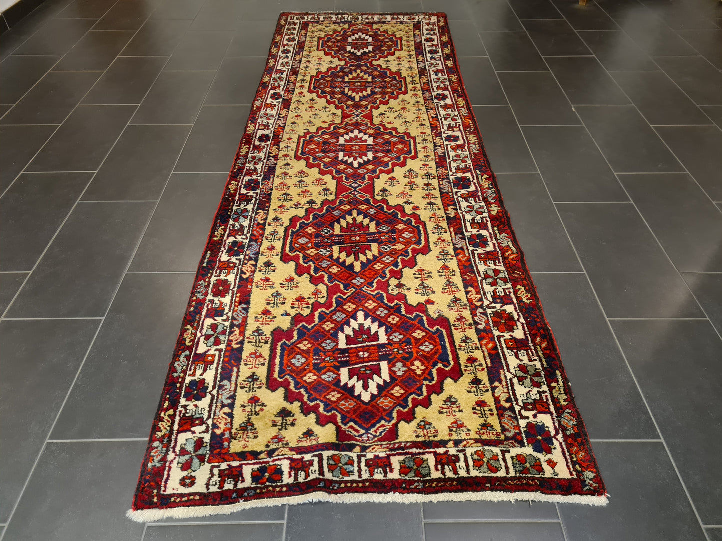 Perserteppich Orientteppich Handgeknüpfter Teppich Malaya antik Läufer 330x108cm