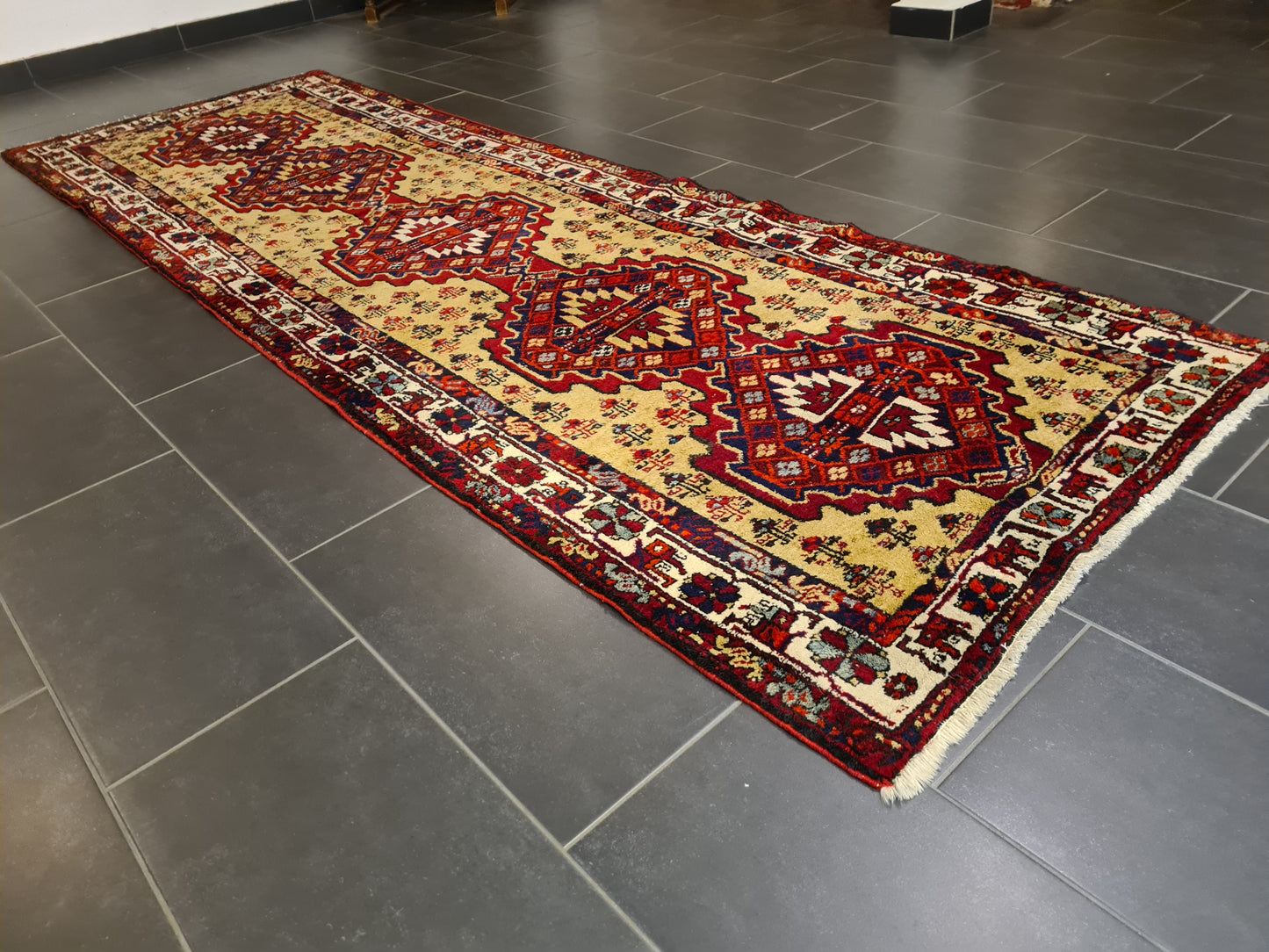 Perserteppich Orientteppich Handgeknüpfter Teppich Malaya antik Läufer 330x108cm