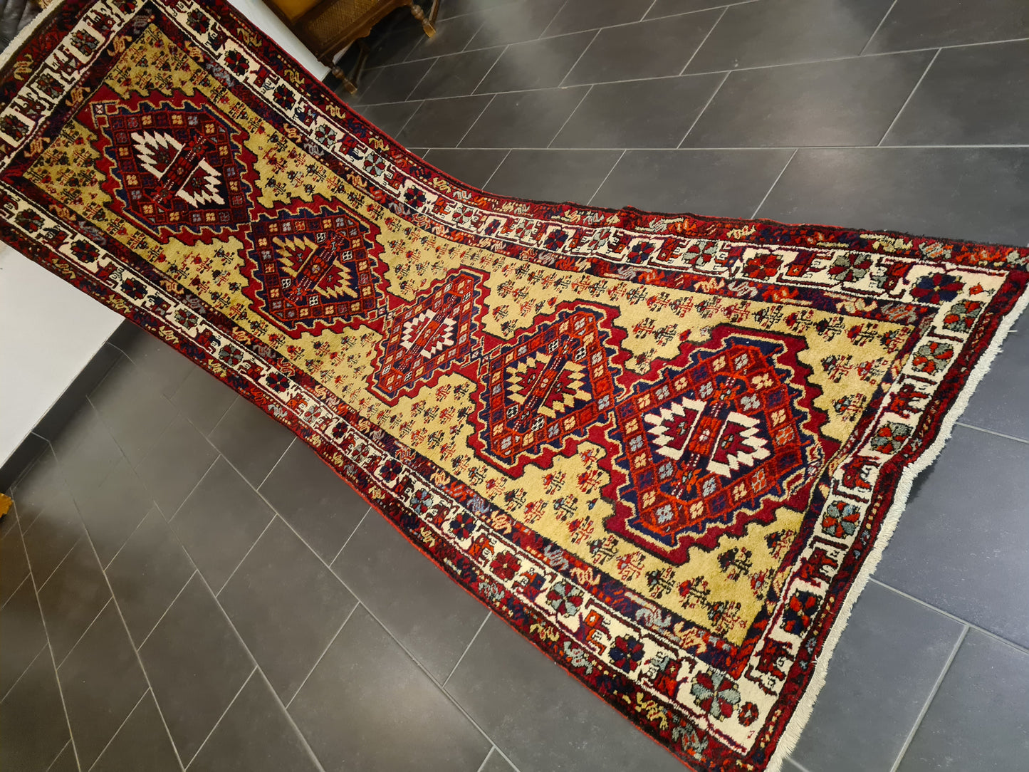 Perserteppich Orientteppich Handgeknüpfter Teppich Malaya antik Läufer 330x108cm