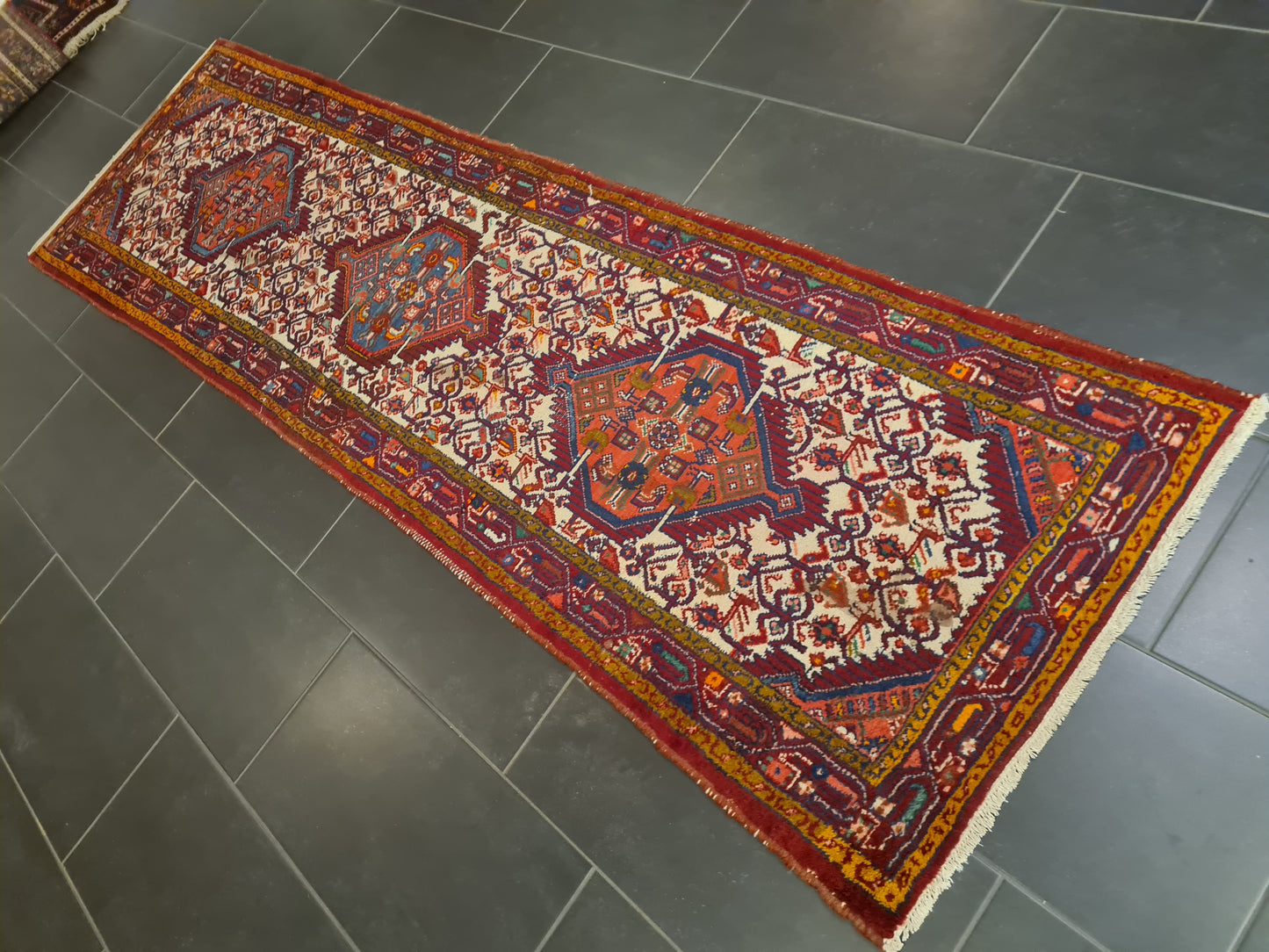 Perserteppich Orientteppich Handgeknüpfter Teppich Malaya antik 282x82cm