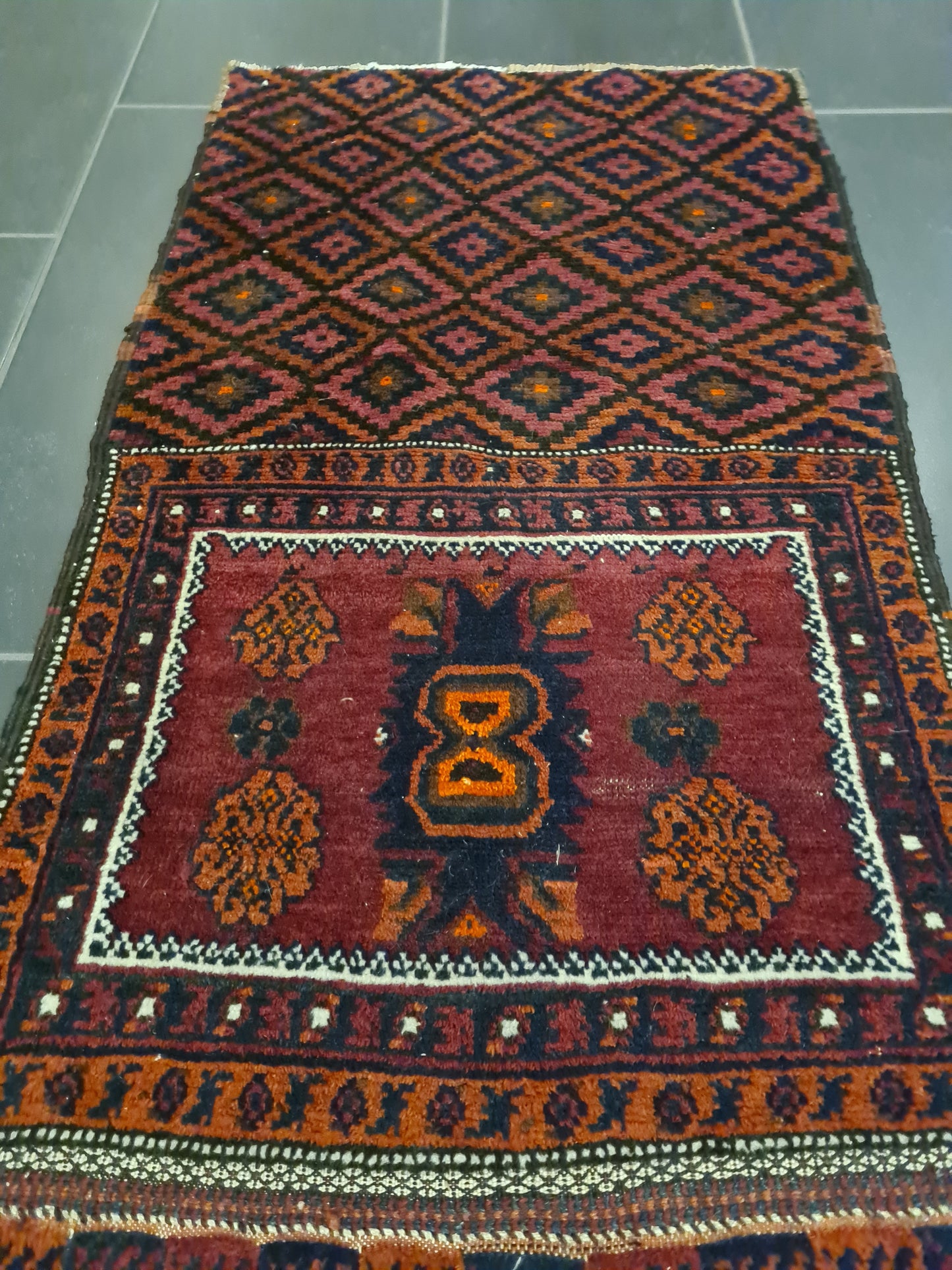 Perserteppich Orientteppich Handgeknüpfter Teppich Belutsch antik 100x56cm