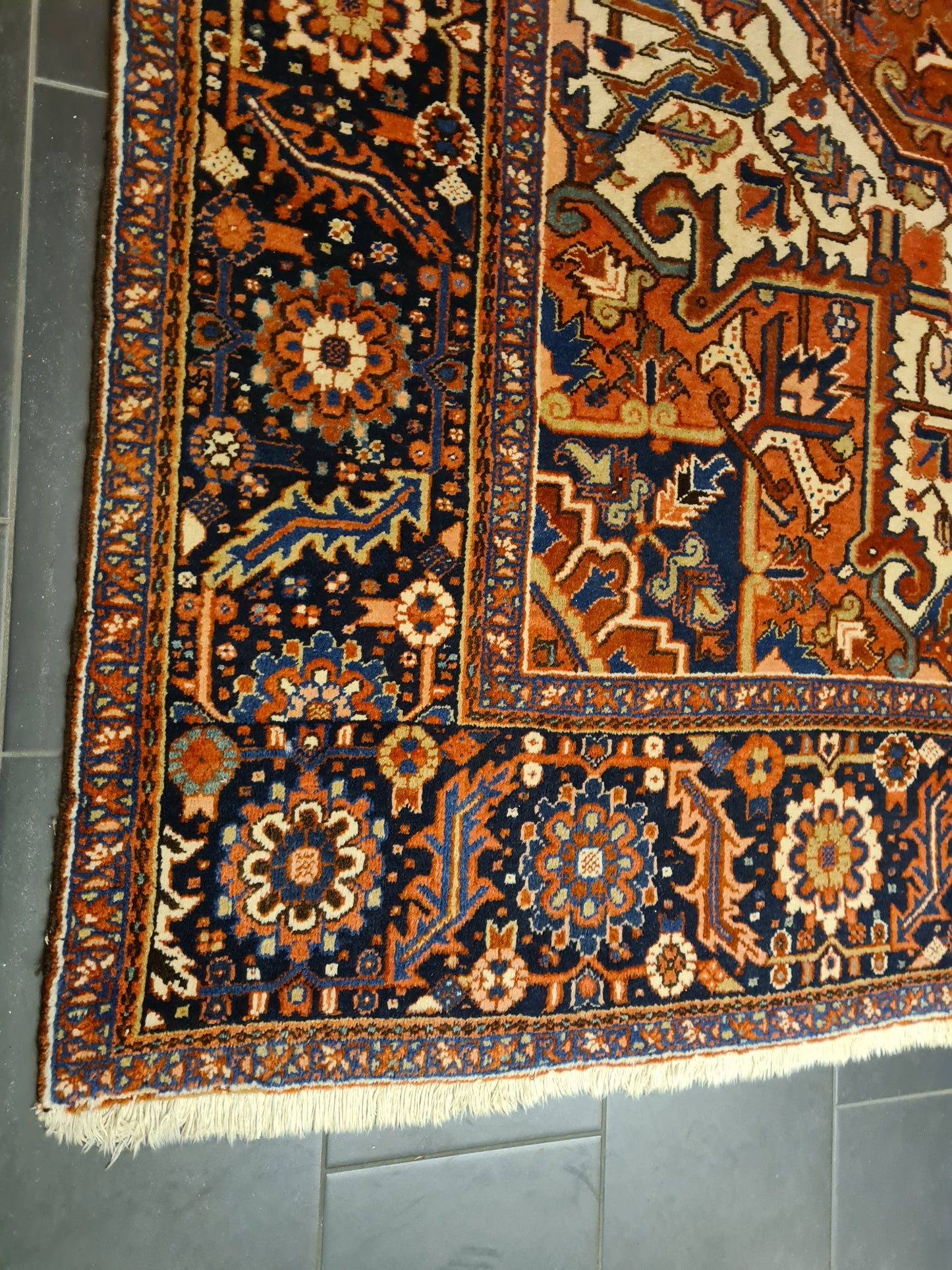 Perserteppich Orientteppich Handgeknüpfter Antiker Teppich Heris 412x298cm