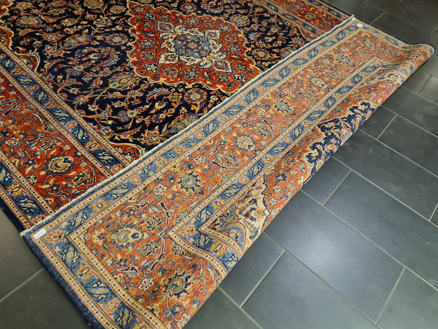 Perserteppich Orientteppich Handgeknüpfter Antiker Teppich Keshan 370x272cm