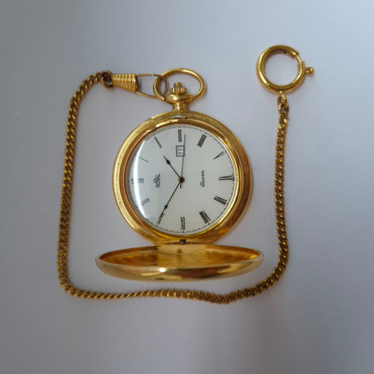 Elegante Royal Taschenuhr – Goldfarben mit Kettenanhänger