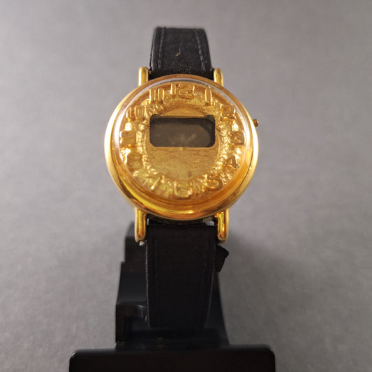 Elegante Vintage Digitaluhr – Goldener Look mit Nostalgie