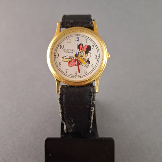 Charmante Chromex Damenarmbanduhr mit Minnie-Maus-Motiv – Vintage-Look für Sammler