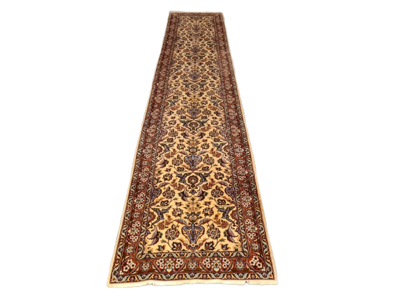 Perserteppich Orientteppich Handgeknüpfter Teppich Isfahan Läufer Seide 400x80cm