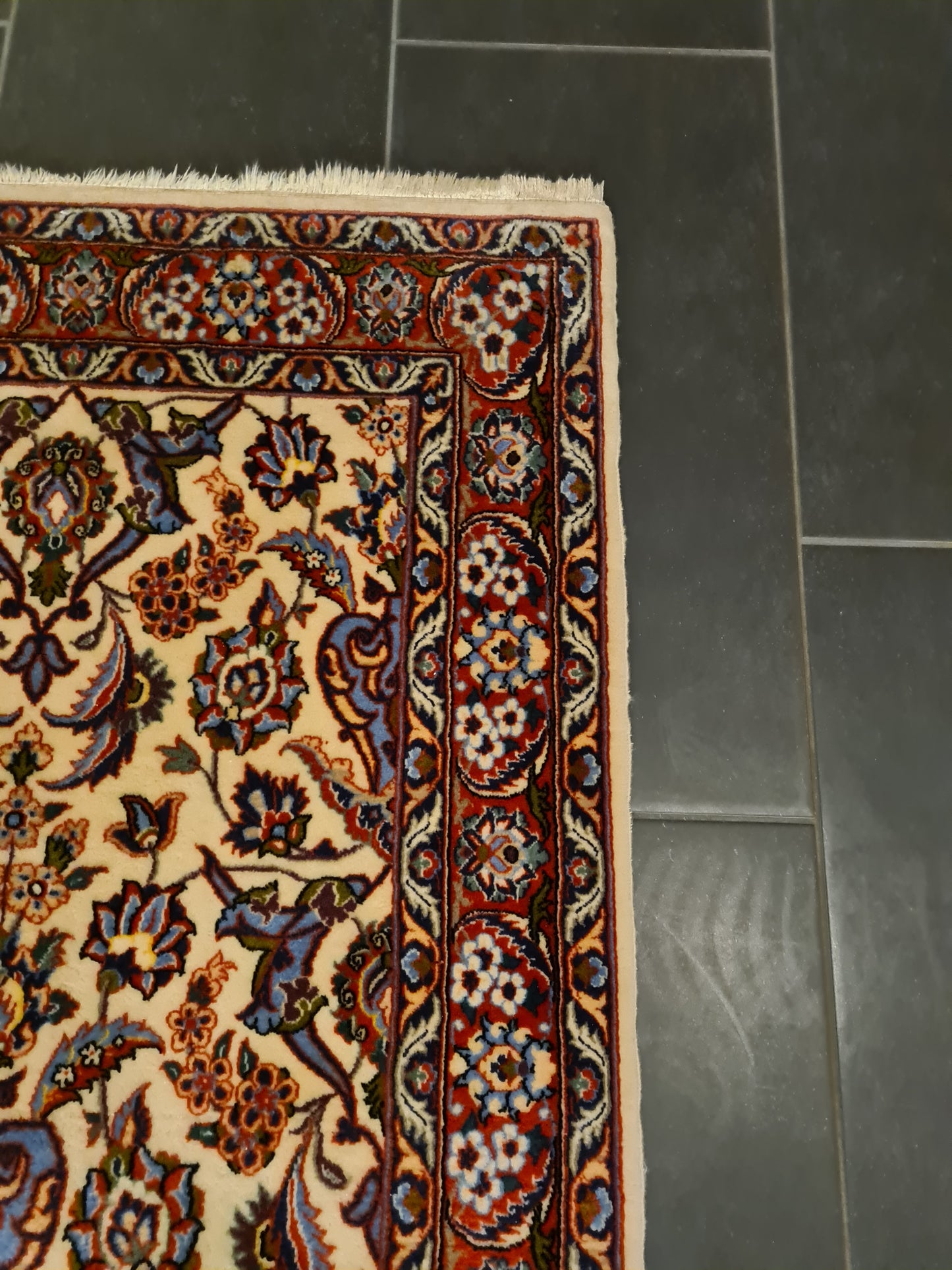 Perserteppich Orientteppich Handgeknüpfter Teppich Isfahan Läufer Seide 400x80cm