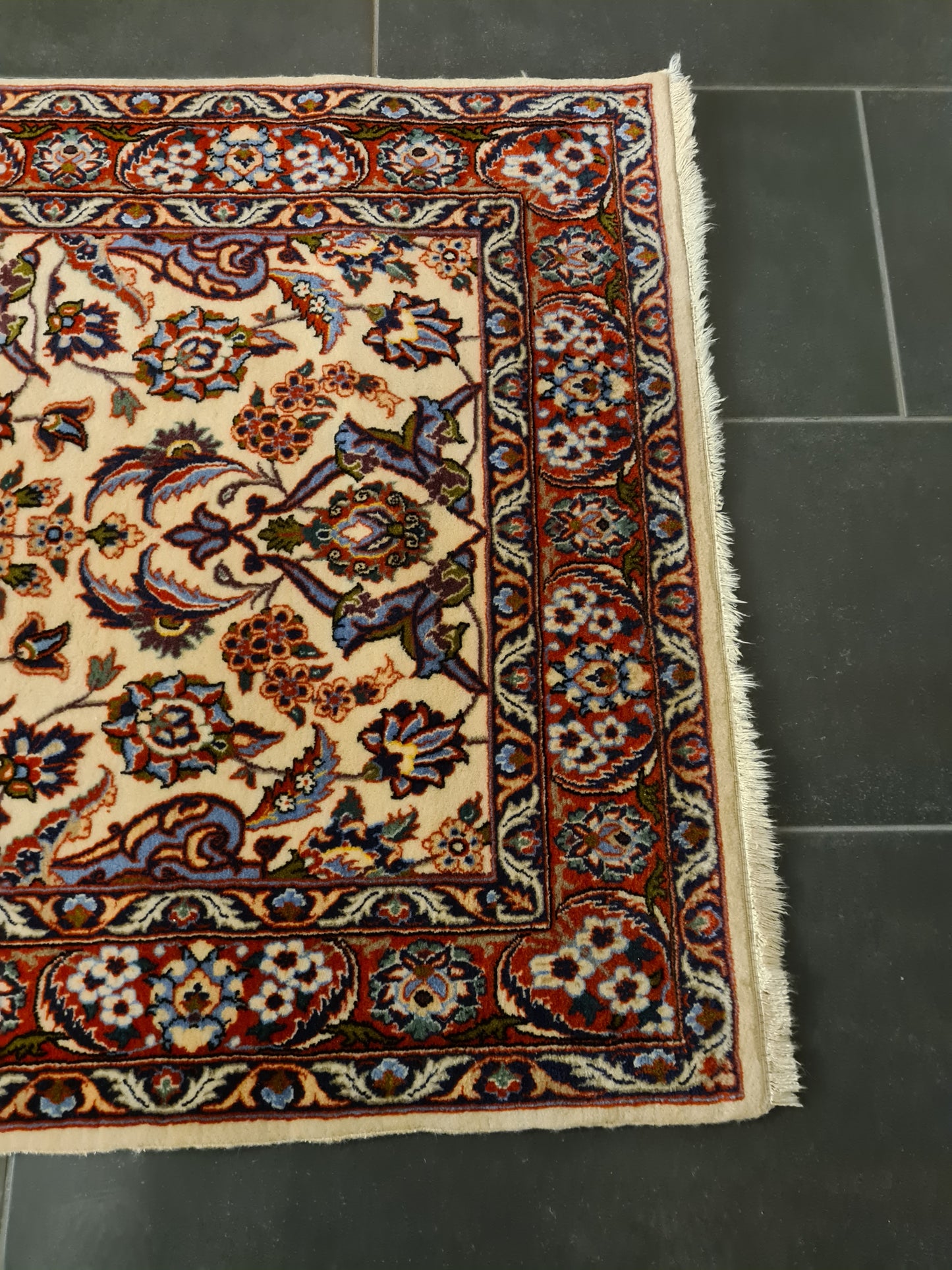 Perserteppich Orientteppich Handgeknüpfter Teppich Isfahan Läufer Seide 400x80cm