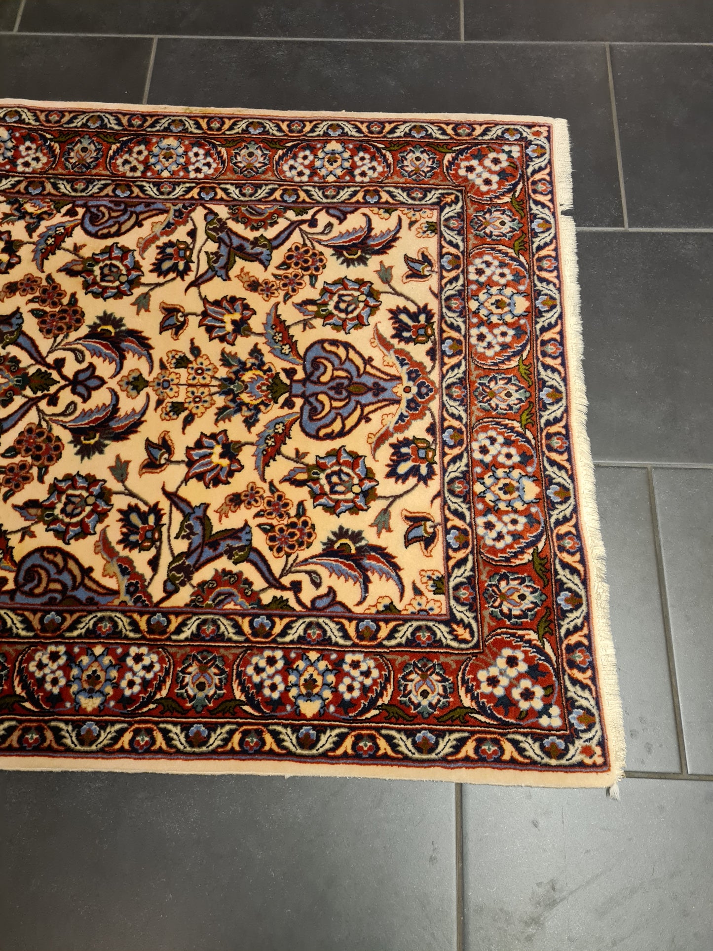 Perserteppich Orientteppich Handgeknüpfter Teppich Isfahan Läufer Seide 400x80cm