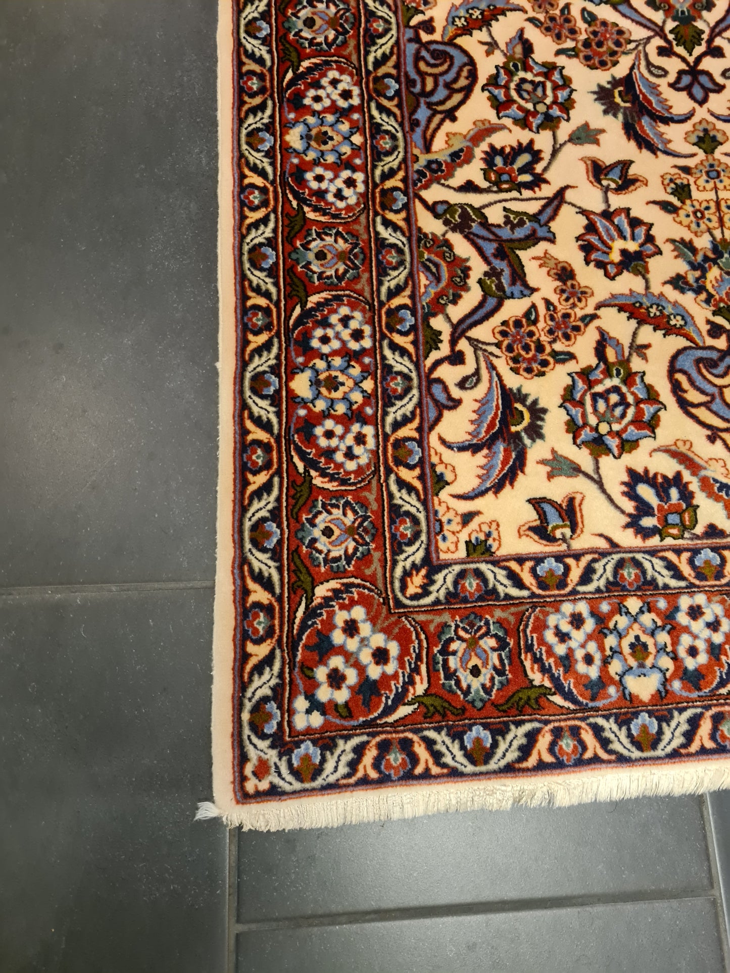 Perserteppich Orientteppich Handgeknüpfter Teppich Isfahan Läufer Seide 400x80cm