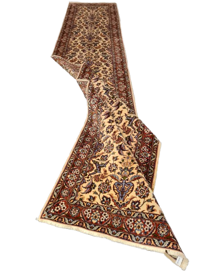 Perserteppich Orientteppich Handgeknüpfter Teppich Isfahan Läufer Seide 400x80cm