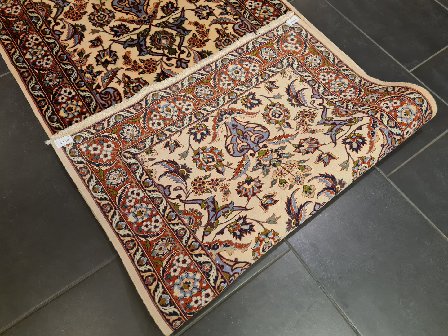 Perserteppich Orientteppich Handgeknüpfter Teppich Isfahan Läufer Seide 400x80cm