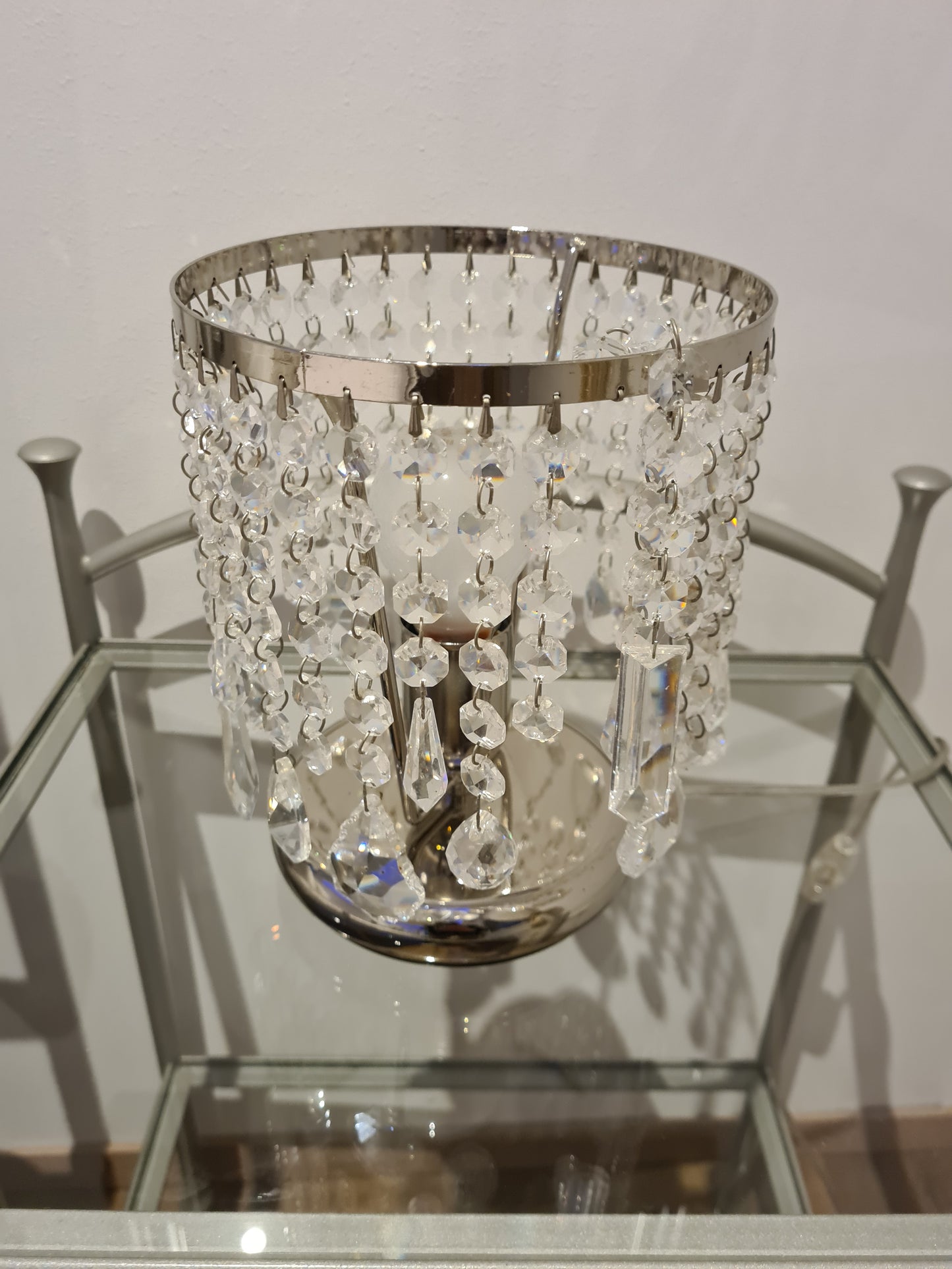 Elegantes Tischlampen-Set 2 Stück Kristall Silber Modern 22cm