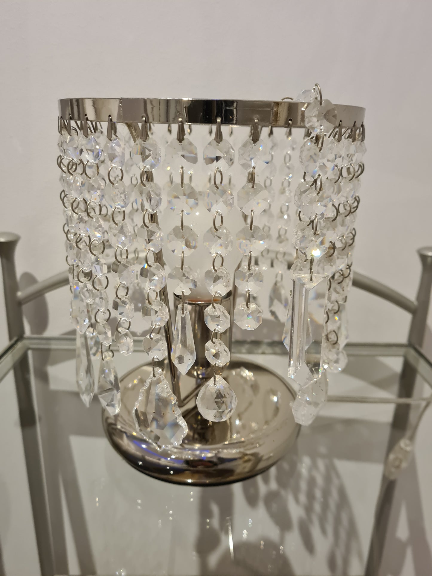 Elegantes Tischlampen-Set 2 Stück Kristall Silber Modern 22cm