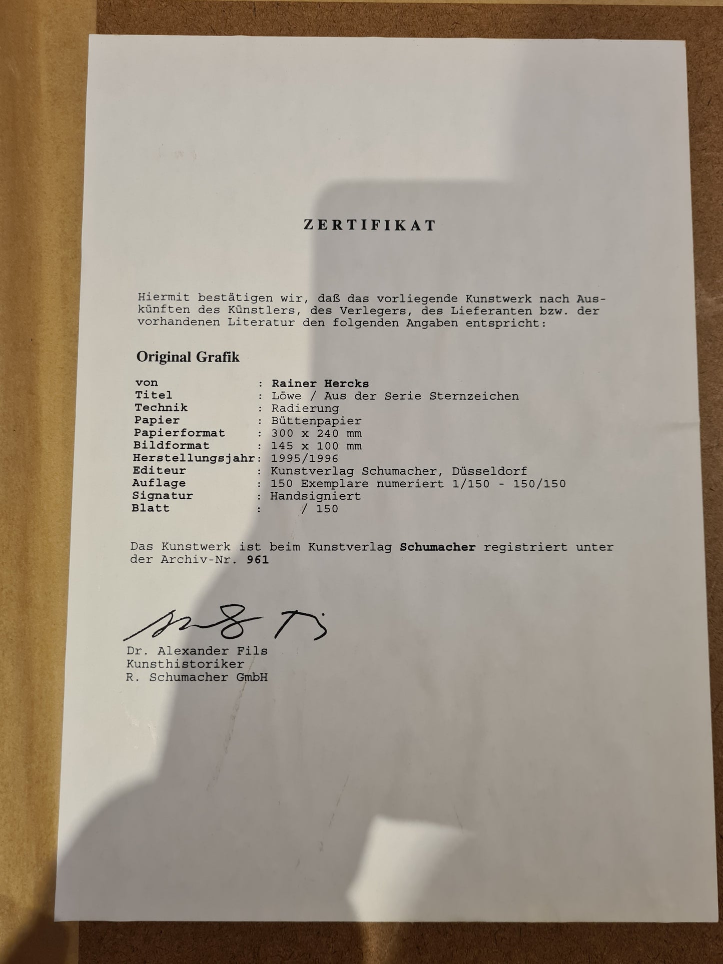 Original Grafik – Rainer Hercks: „Löwe“ aus der Serie Sternzeichen