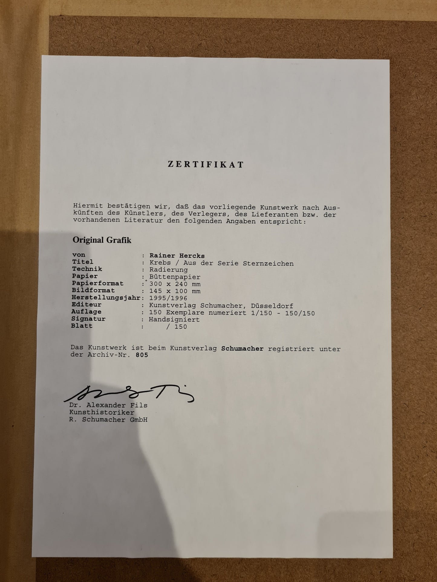 Original Grafik – Rainer Hercks: „Krebs“ aus der Serie Sternzeichen