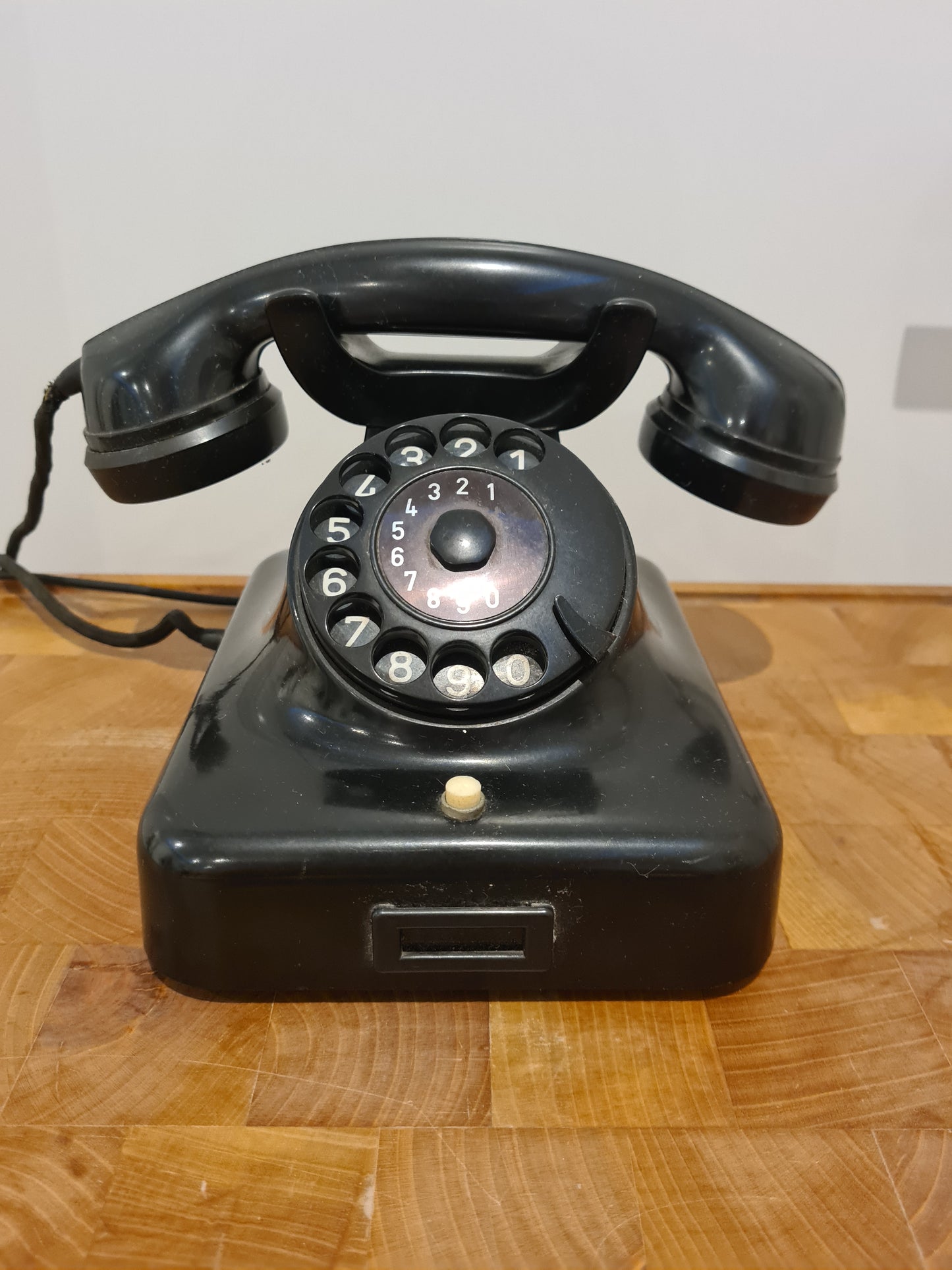 W48 m T Telefon KRONE analoger Fernsprecher vintage Bakelit schwarz