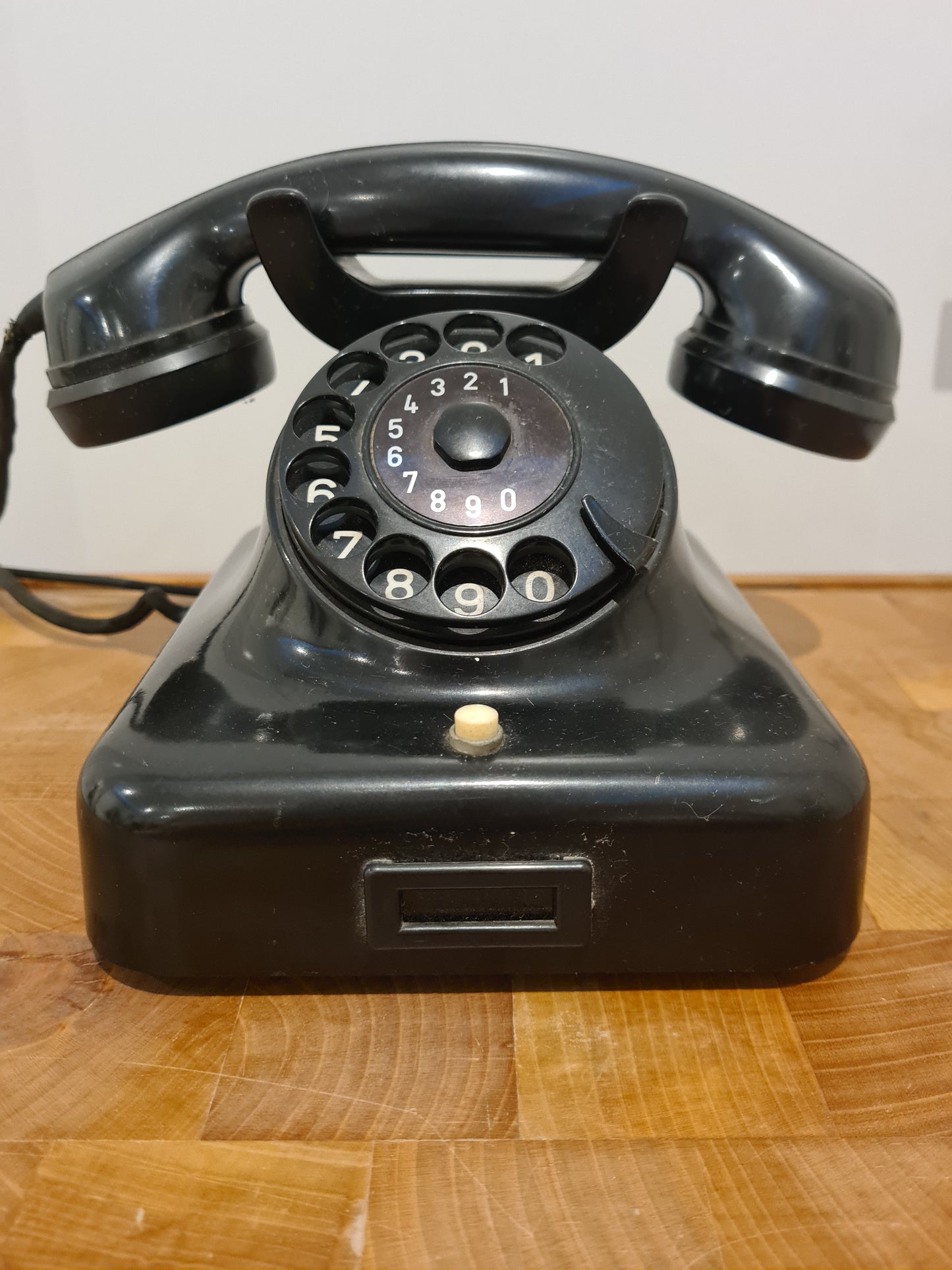 W48 m T Telefon KRONE analoger Fernsprecher vintage Bakelit schwarz