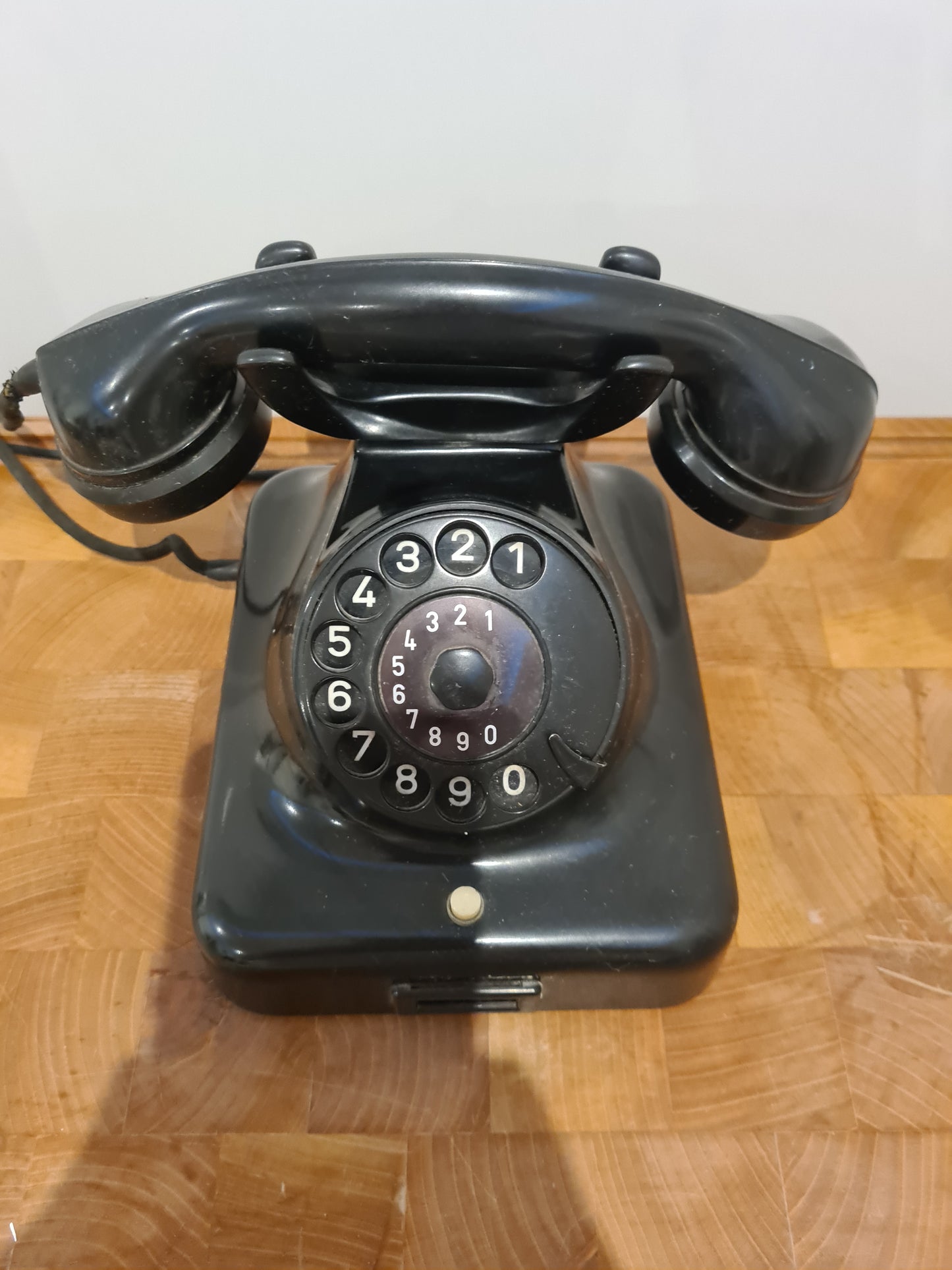 W48 m T Telefon KRONE analoger Fernsprecher vintage Bakelit schwarz