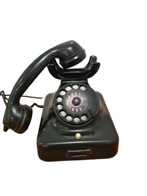 W48 m T Telefon KRONE analoger Fernsprecher vintage Bakelit schwarz