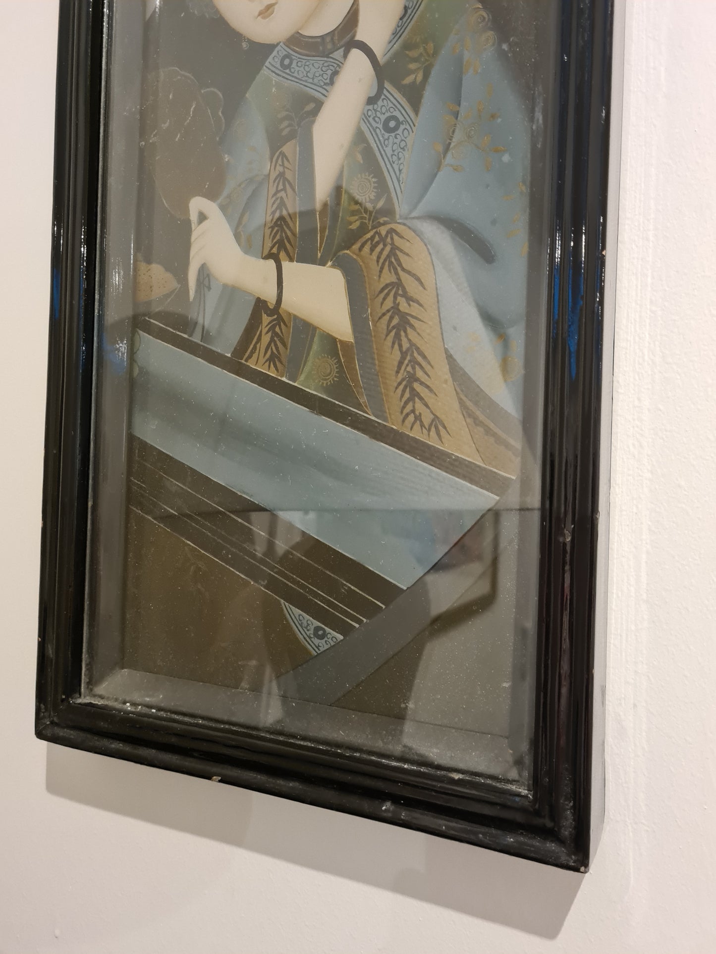 Antikes chinesisches Export Reverse Gemälde auf Glas Eine Dame 52x28cm