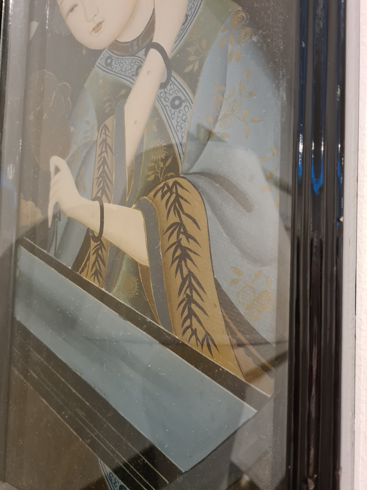 Antikes chinesisches Export Reverse Gemälde auf Glas Eine Dame 52x28cm