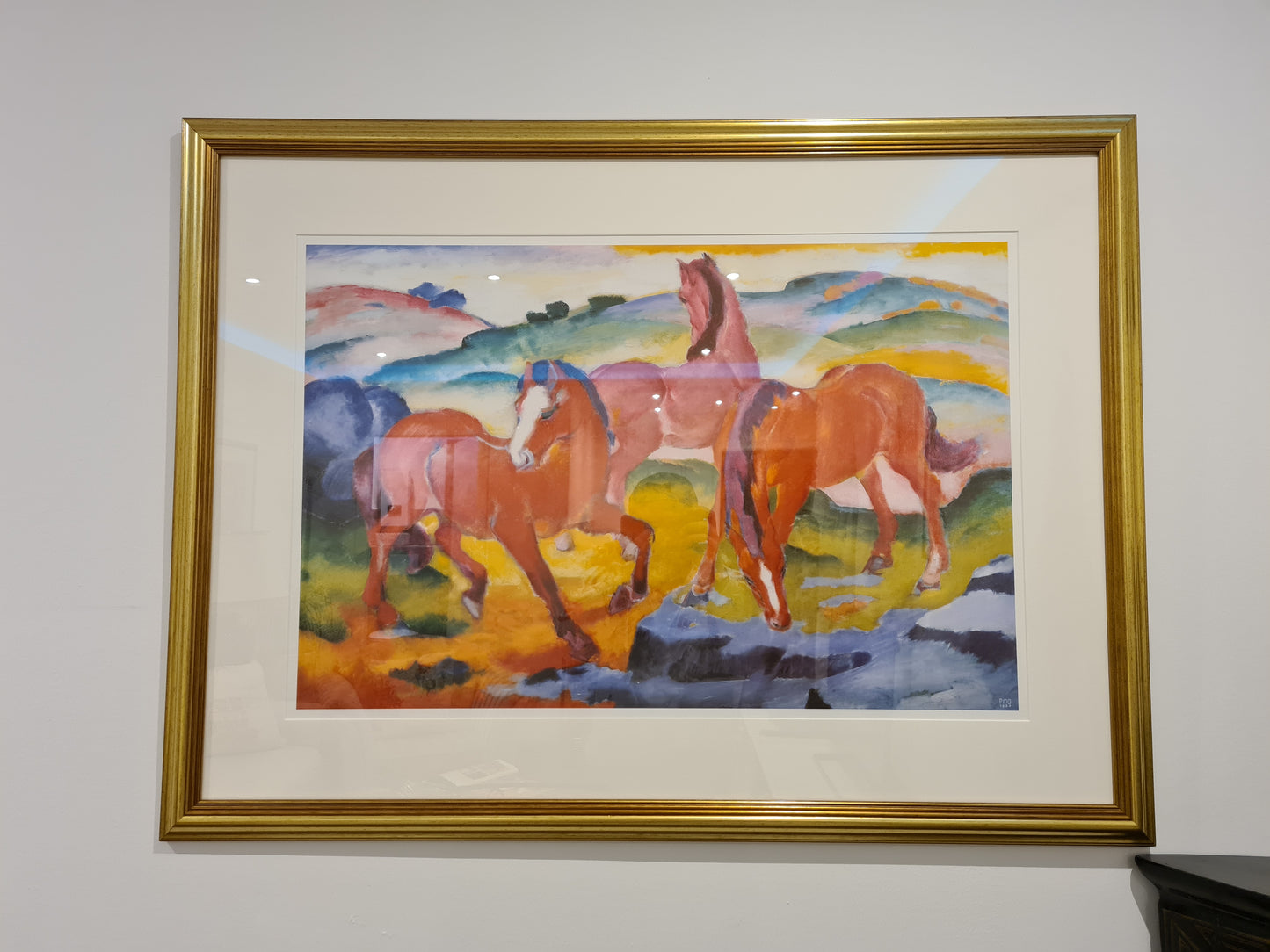 Der Turm der blauen Pferde 1913 Franz Marc Gemälde Reproduktion 80x60cm