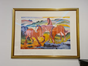 Der Turm der blauen Pferde 1913 Franz Marc Gemälde Reproduktion 80x60cm