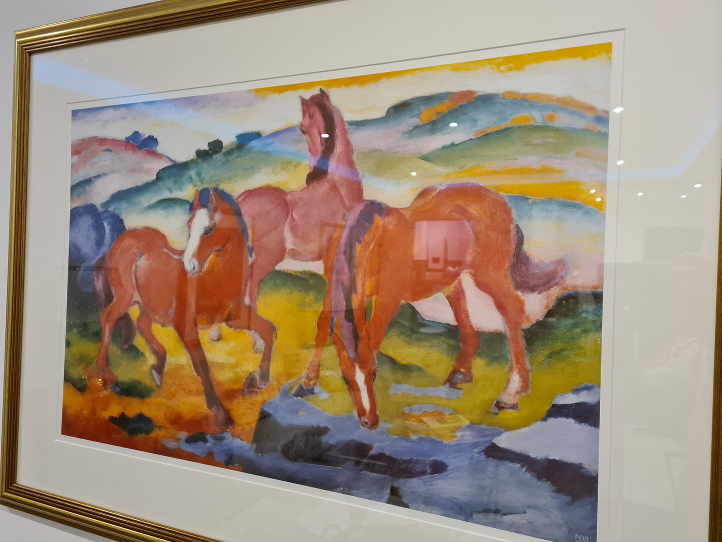 Der Turm der blauen Pferde 1913 Franz Marc Gemälde Reproduktion 80x60cm