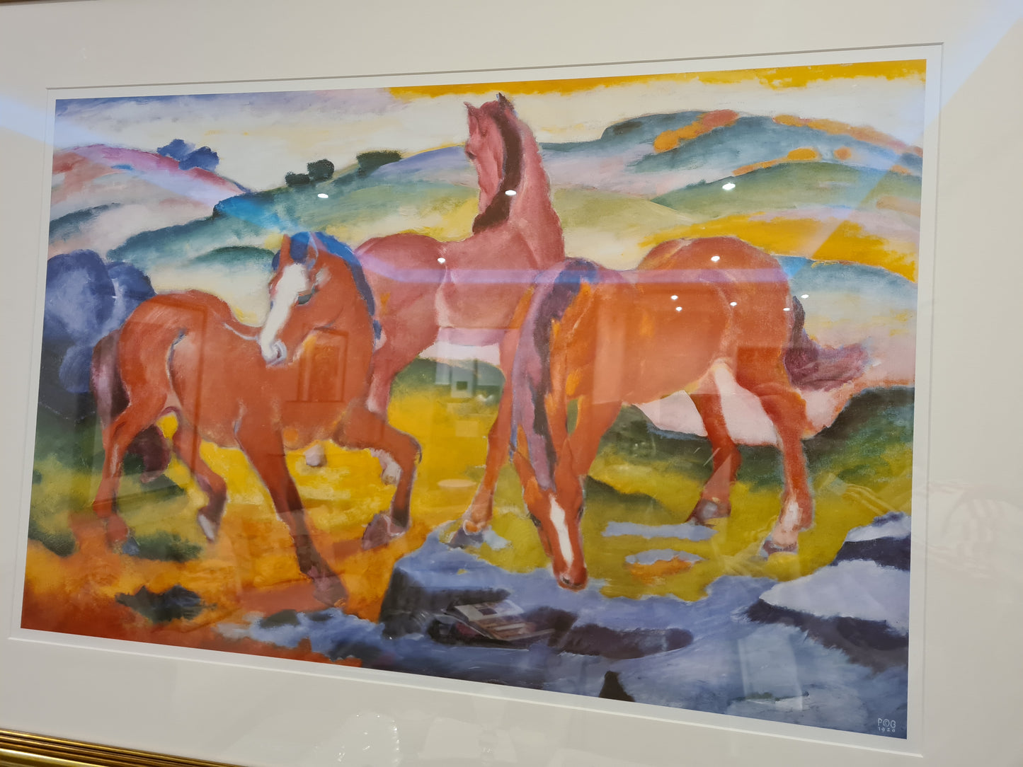 Der Turm der blauen Pferde 1913 Franz Marc Gemälde Reproduktion 80x60cm