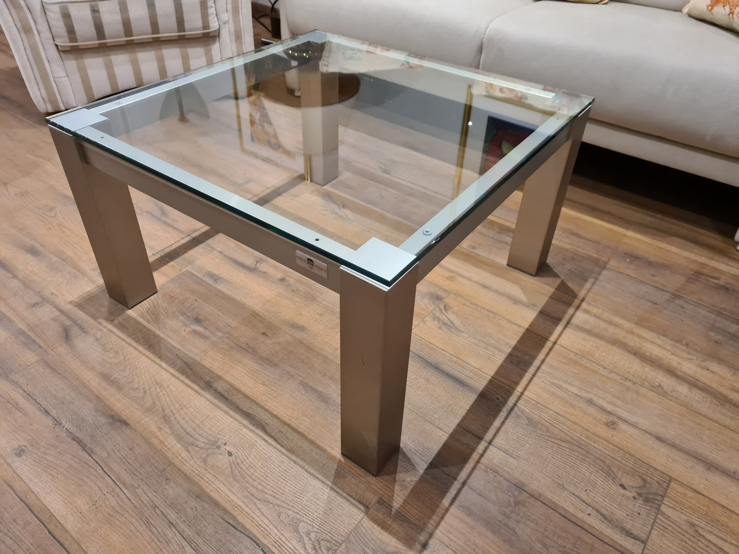 Villa Wesco Couchtisch Glas Stahl Tisch 80cm