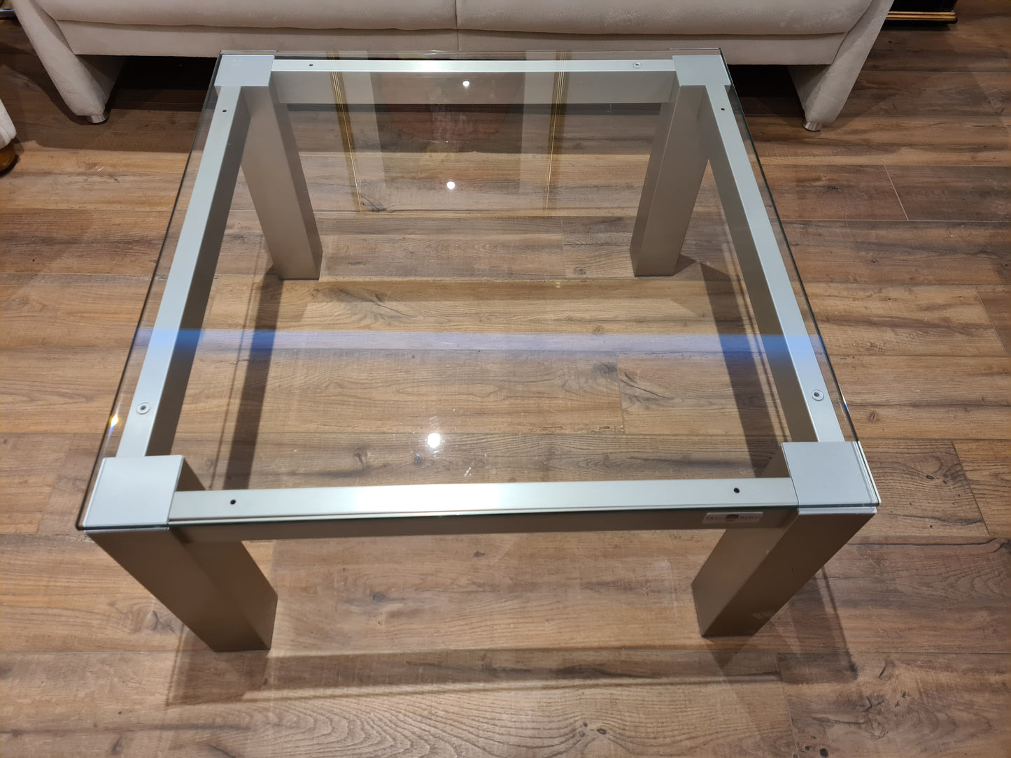 Villa Wesco Couchtisch Glas Stahl Tisch 80cm