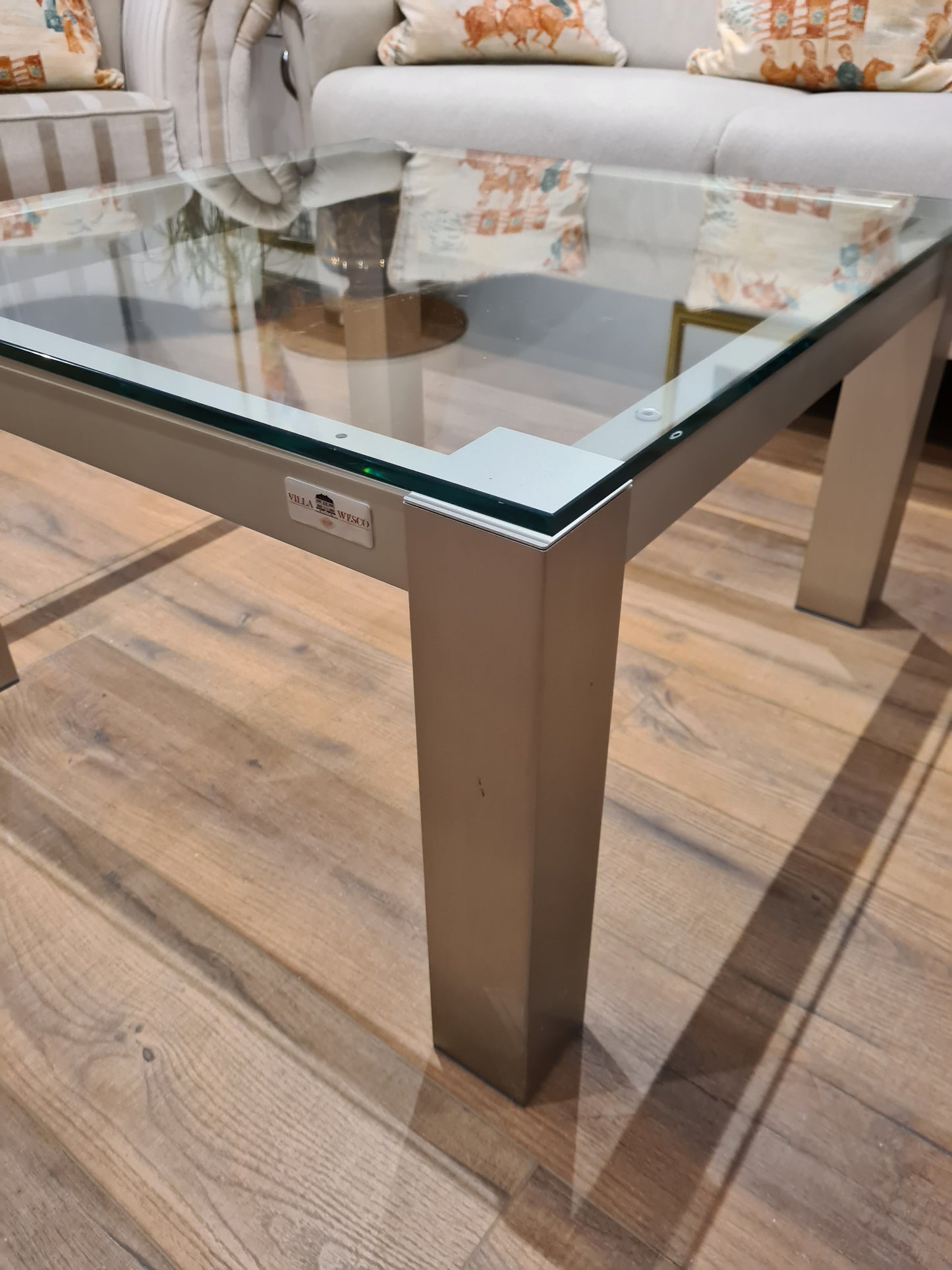 Villa Wesco Couchtisch Glas Stahl Tisch 80cm