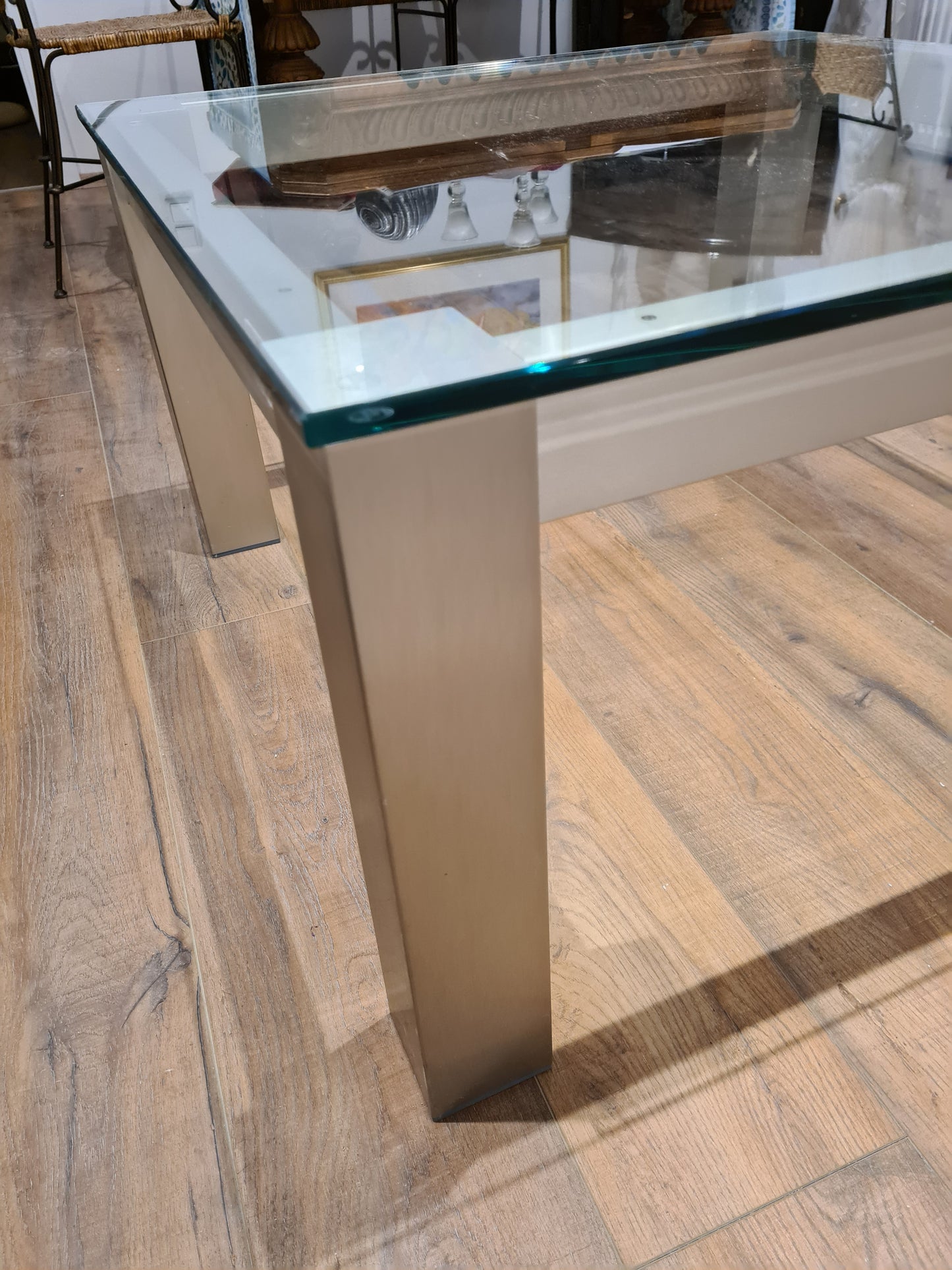 Villa Wesco Couchtisch Glas Stahl Tisch 80cm