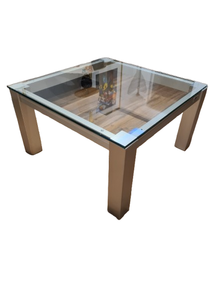 Villa Wesco Couchtisch Glas Stahl Tisch 80cm