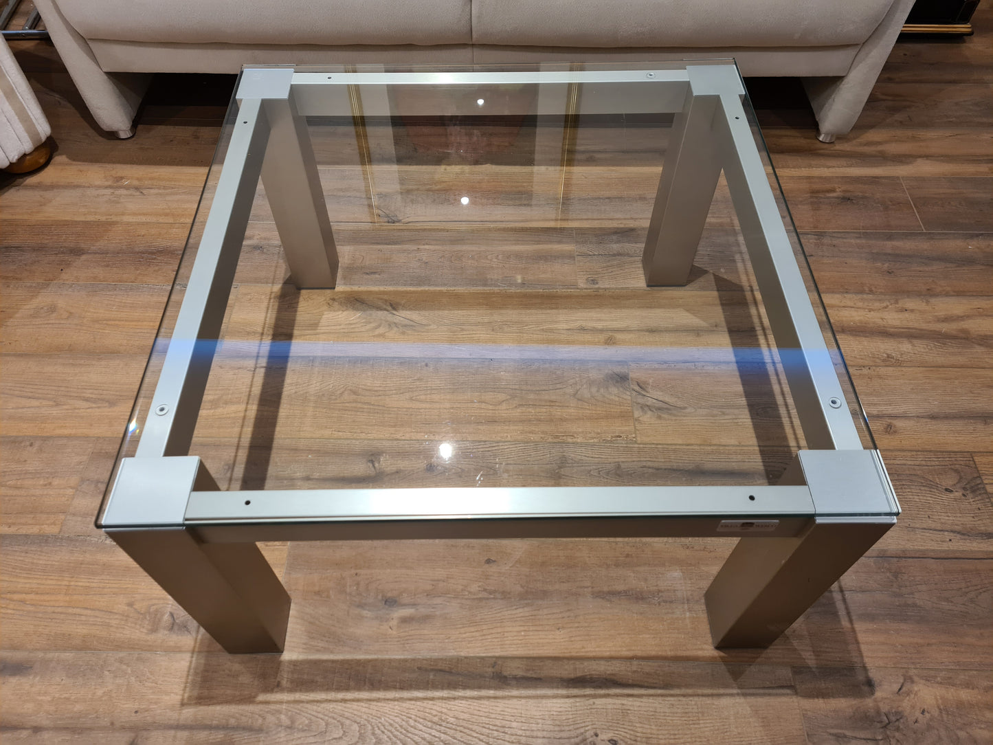Villa Wesco Couchtisch Glas Stahl Tisch 80cm