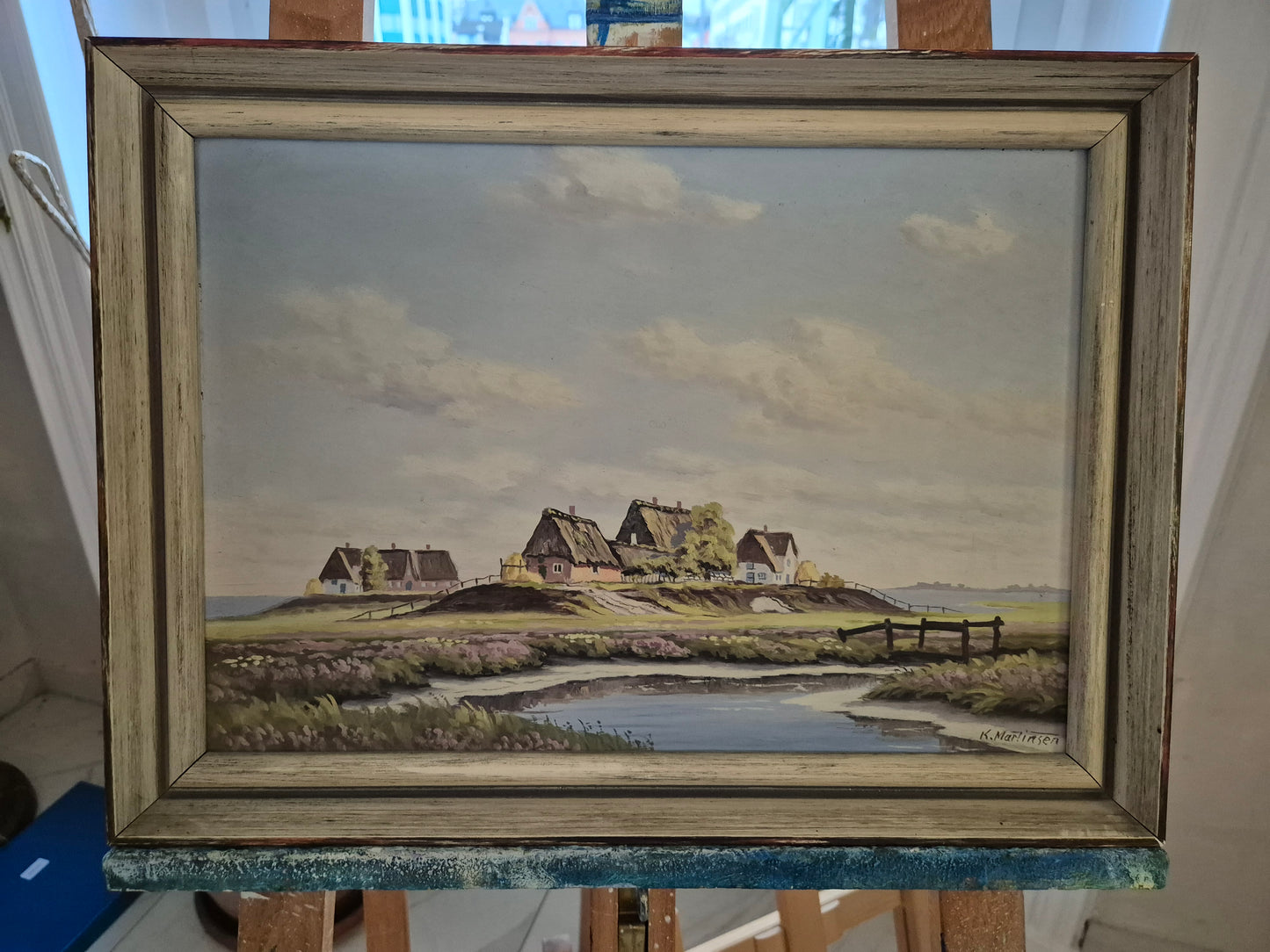 Karl Martinsen (1899-1960) Ölgemälde Landschaft mit kleinem Dorf