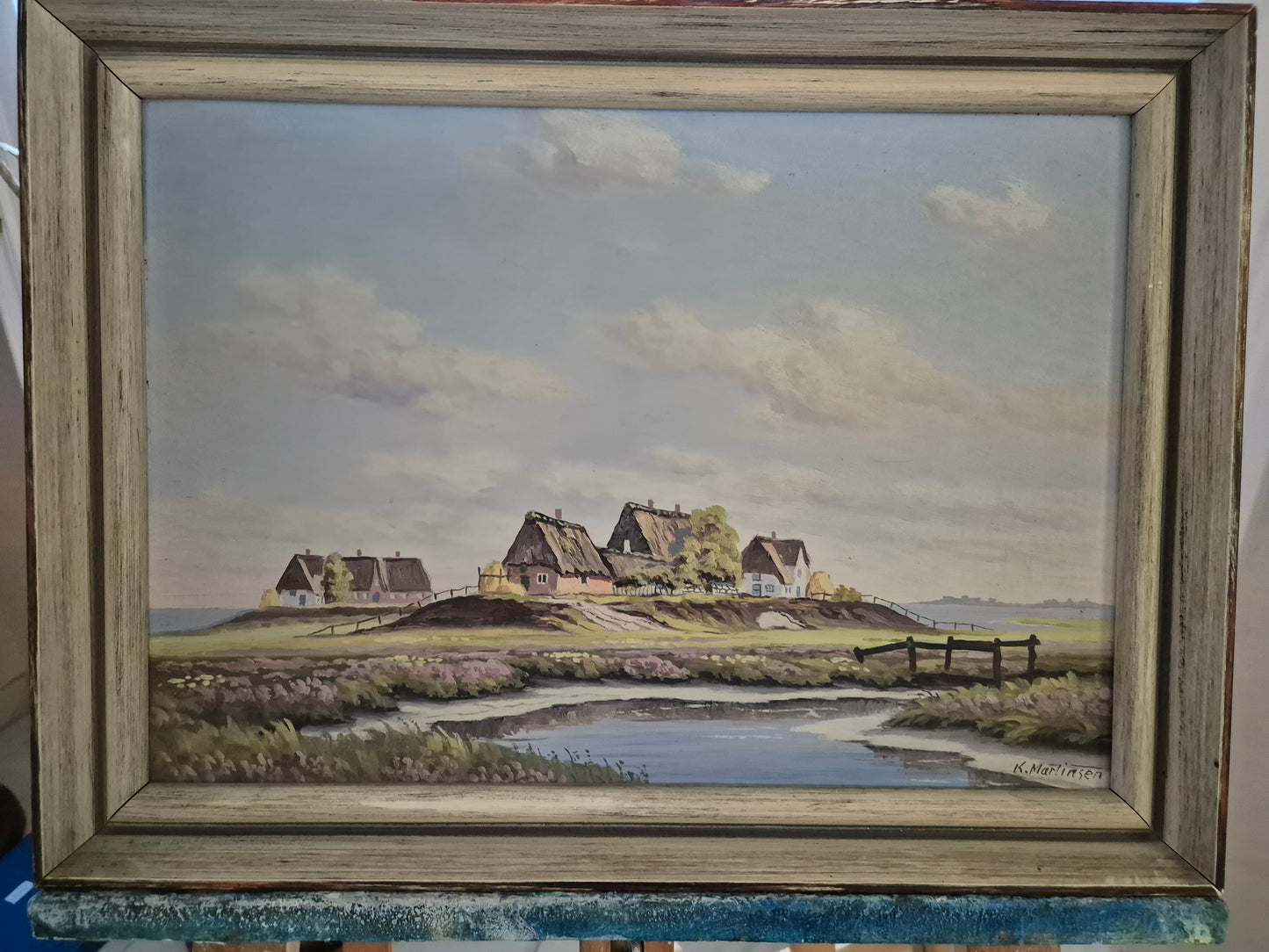 Karl Martinsen (1899-1960) Ölgemälde Landschaft mit kleinem Dorf